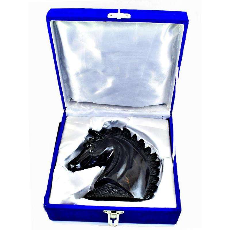 gemsmore:Exclusive Black Spinel Hand Carved Horse Head