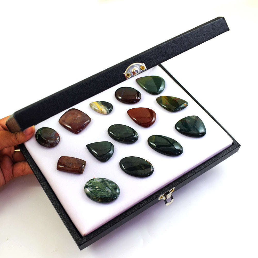 gemsmore:Exclusive Bloodstone Untreated Gemstone Cabochon Lot