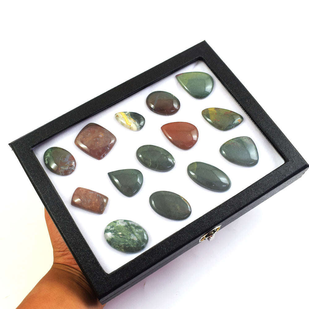 gemsmore:Exclusive Bloodstone Untreated Gemstone Cabochon Lot