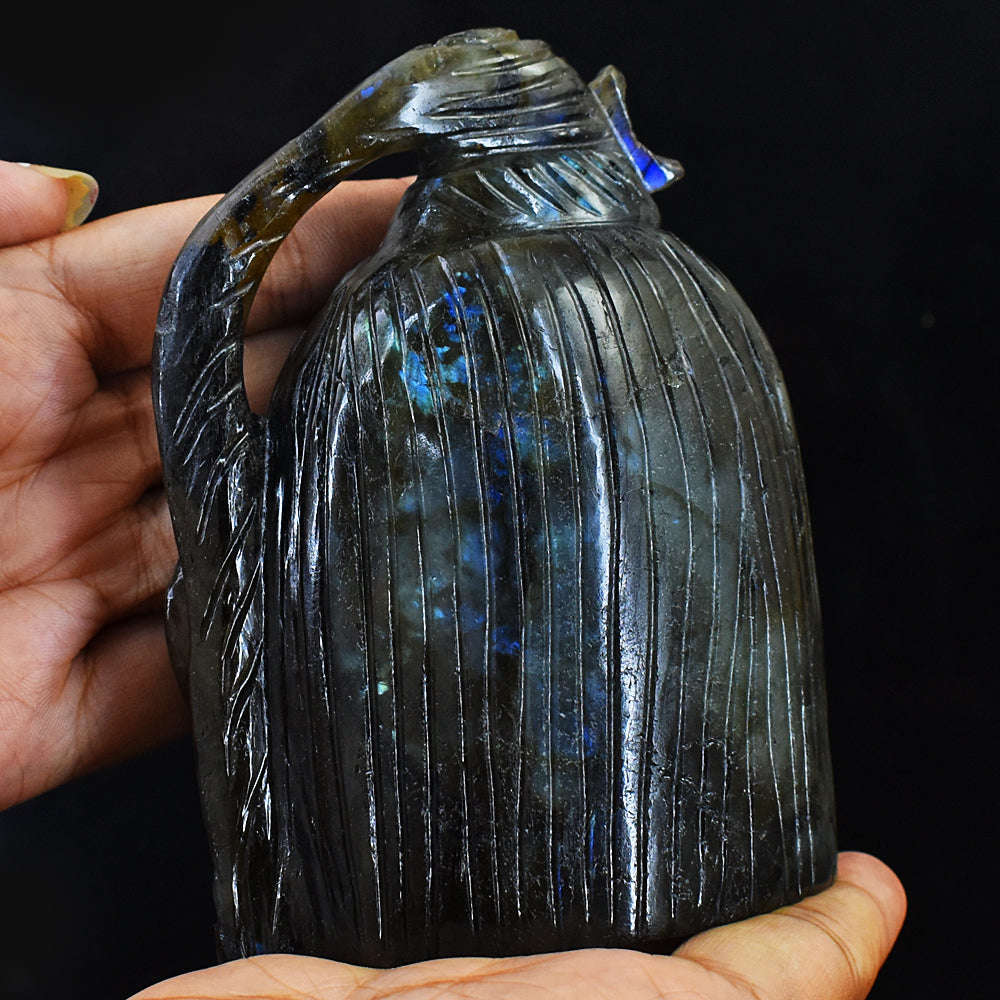 gemsmore:Exclusive Blue Flash Labradorite Lord Shiva Head