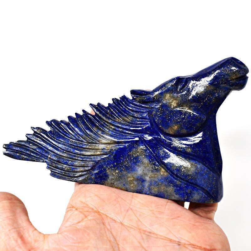 gemsmore:Exclusive Blue Lapis Lazuli Hand Carved Horse Head