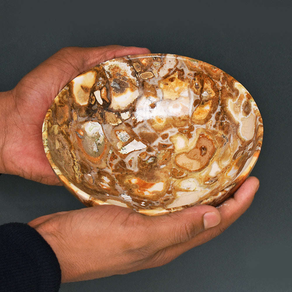 gemsmore:Exclusive Cobra Jasper Hand Carved Genuine Crystal Gemstone Carving Bowl