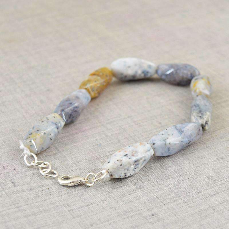 gemsmore:Exclusive Dendrite Opal Bracelet Natural Untreated Beads