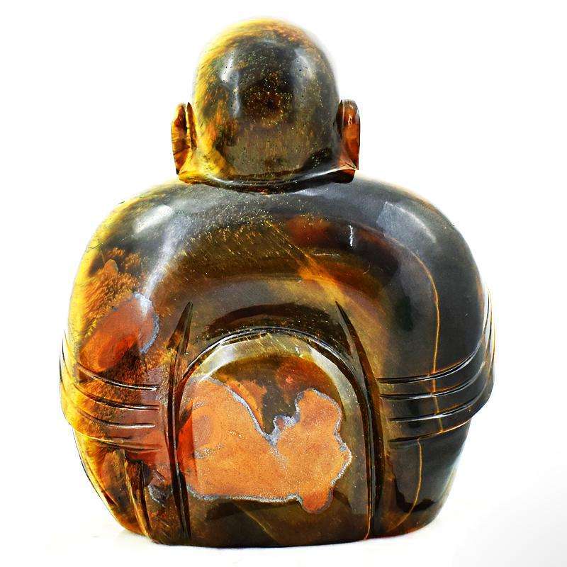 gemsmore:Exclusive Golden Tiger Eye Beautifully Carved Laughing Buddha
