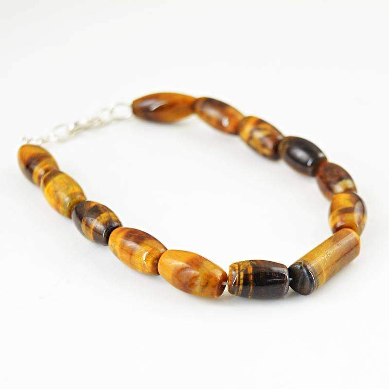 gemsmore:Exclusive Golden Tiger Eye Bracelet Natural Untreated Beads