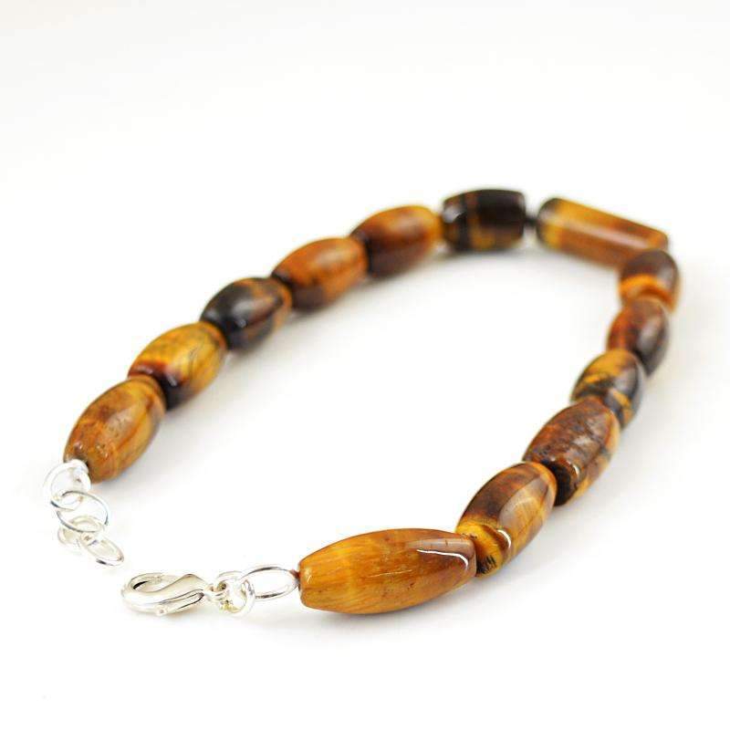 gemsmore:Exclusive Golden Tiger Eye Bracelet Natural Untreated Beads
