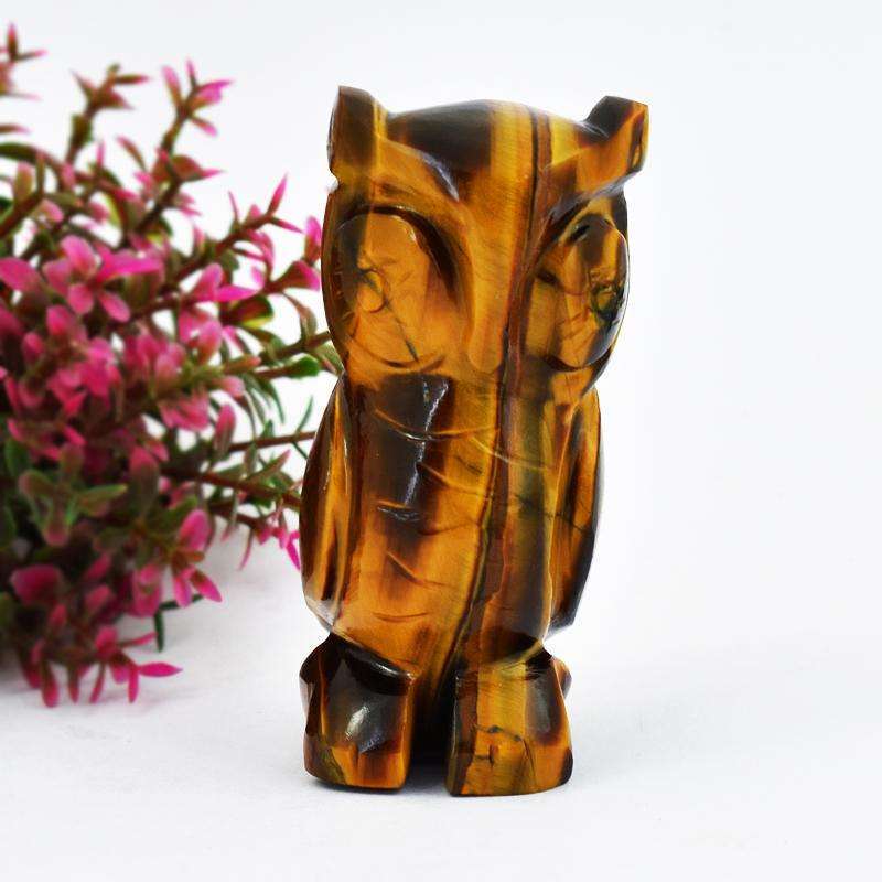 gemsmore:Exclusive Golden Tiger Eye Carved Owl