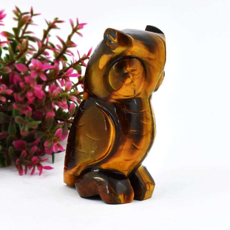 gemsmore:Exclusive Golden Tiger Eye Carved Owl