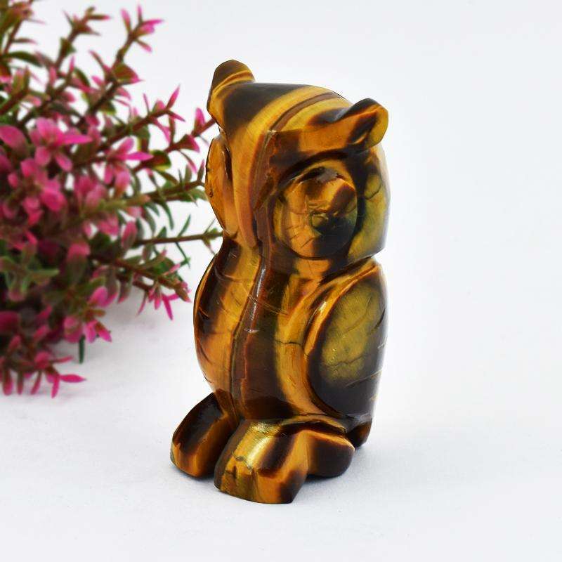 gemsmore:Exclusive Golden Tiger Eye Carved Owl