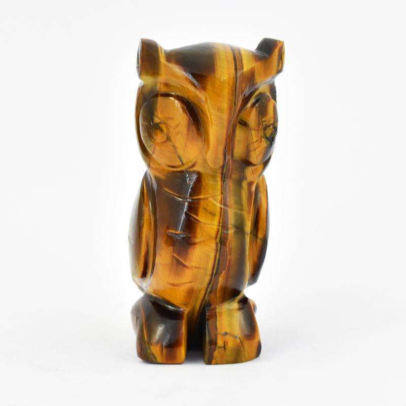 gemsmore:Exclusive Golden Tiger Eye Carved Owl