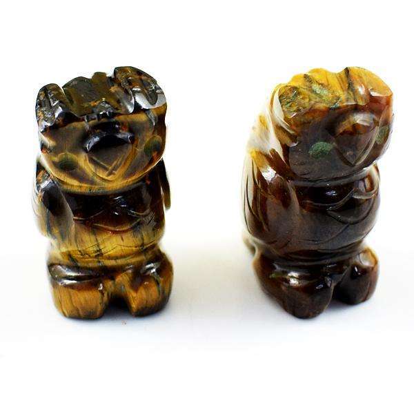 gemsmore:Exclusive Golden Tiger Eye Carved Owl Pair