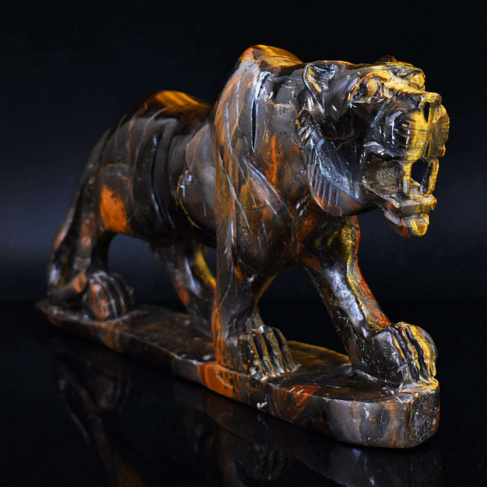 gemsmore:Exclusive Golden Tiger Eye Hand Carved Lion