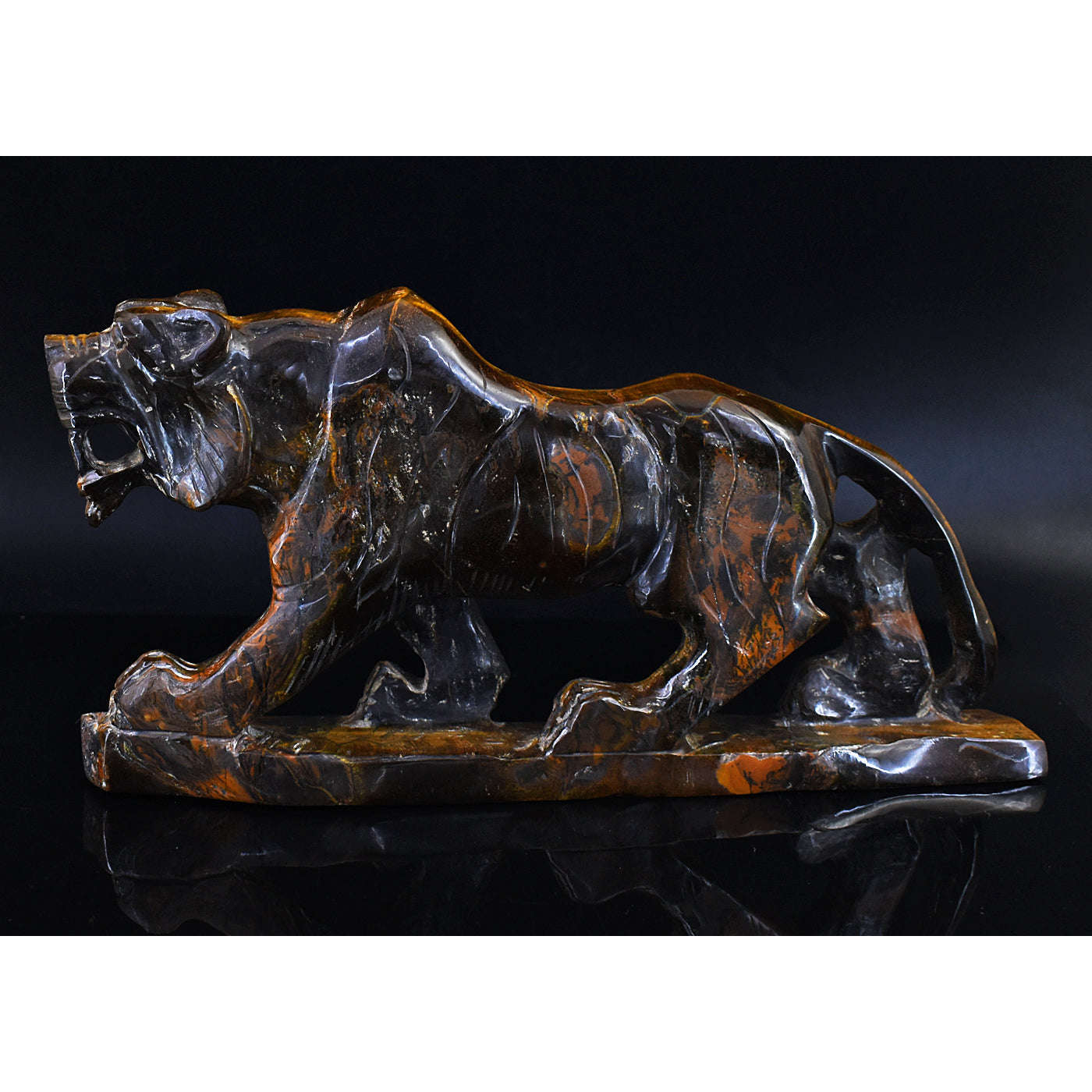 gemsmore:Exclusive Golden Tiger Eye Hand Carved Lion