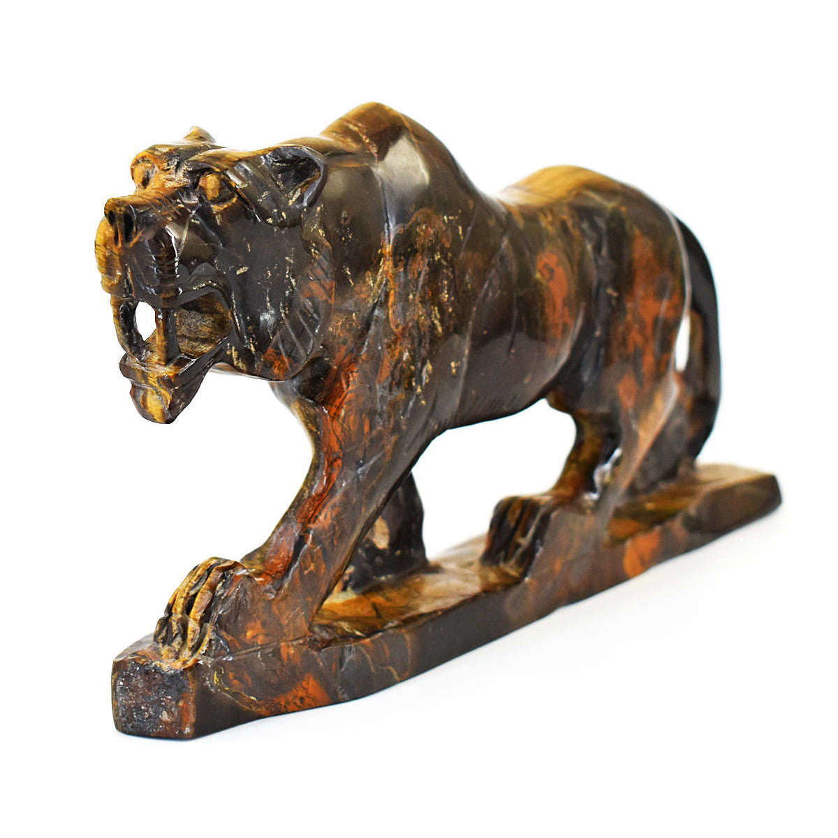 gemsmore:Exclusive Golden Tiger Eye Hand Carved Lion