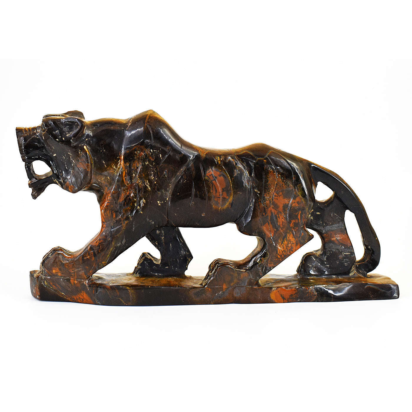 gemsmore:Exclusive Golden Tiger Eye Hand Carved Lion