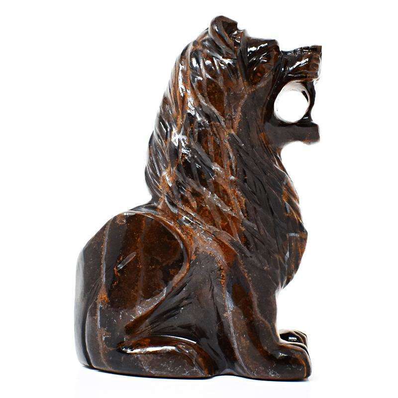 gemsmore:Exclusive Golden Tiger Eye Hand Carved Lion