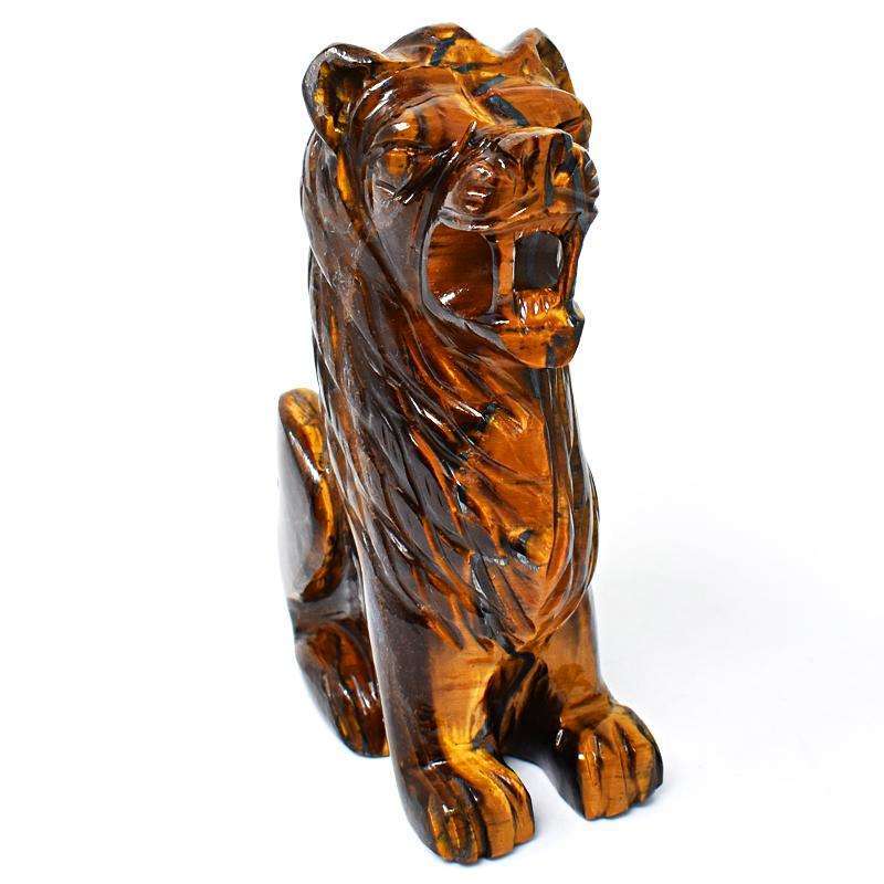 gemsmore:Exclusive Golden Tiger Eye Hand Carved Lion