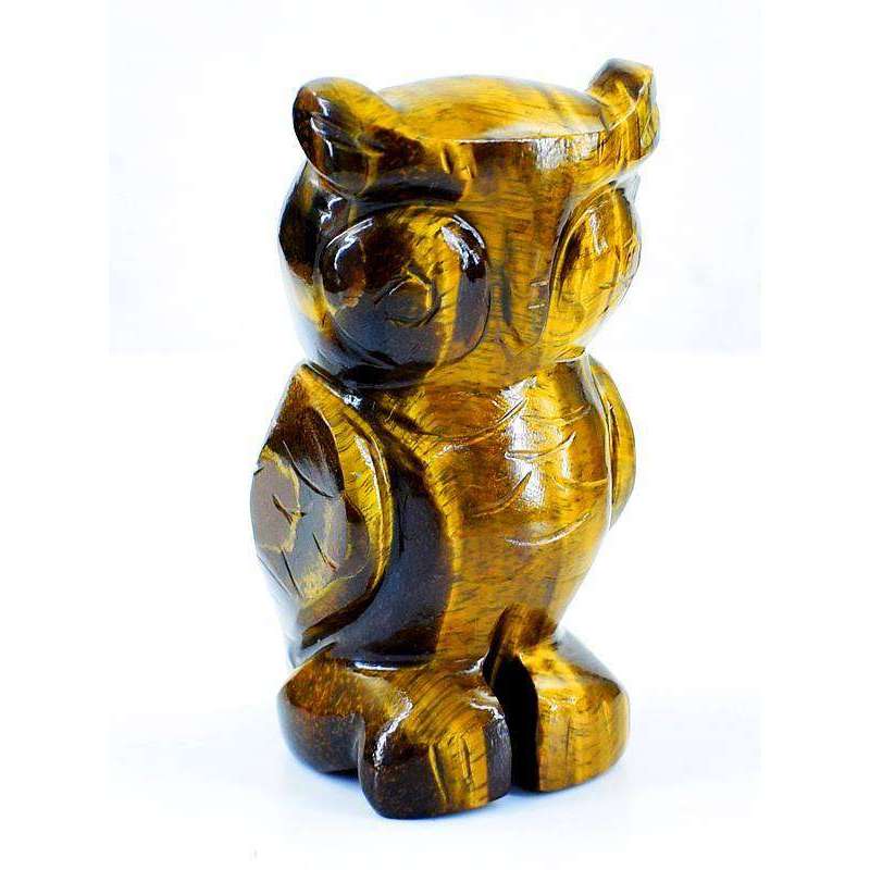 gemsmore:Exclusive Golden Tiger Eye Hand Carved Owl