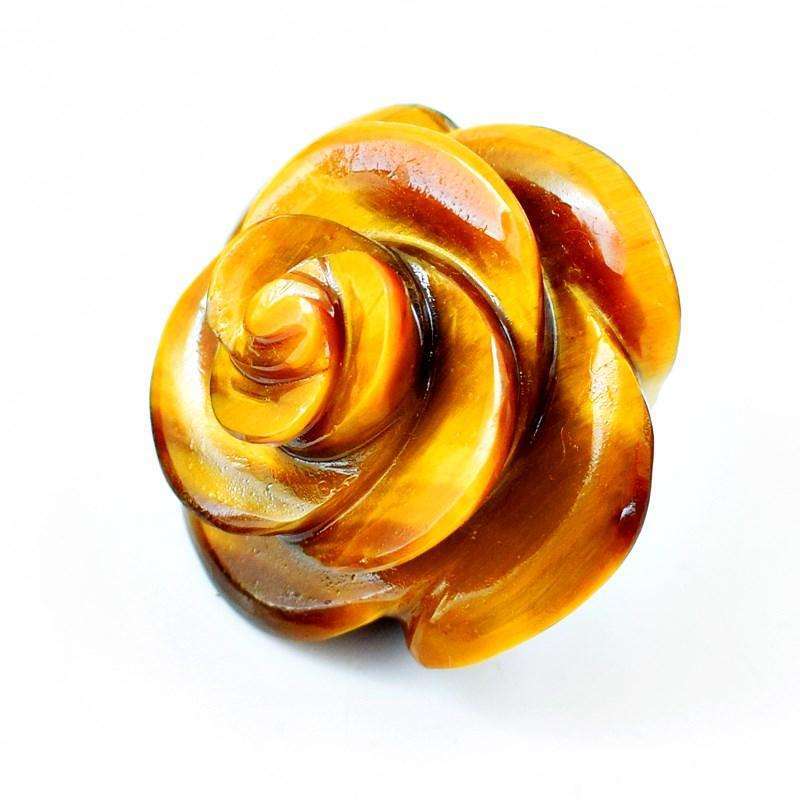 gemsmore:Exclusive Golden Tiger Eye Hand Carved Rose Gemstone