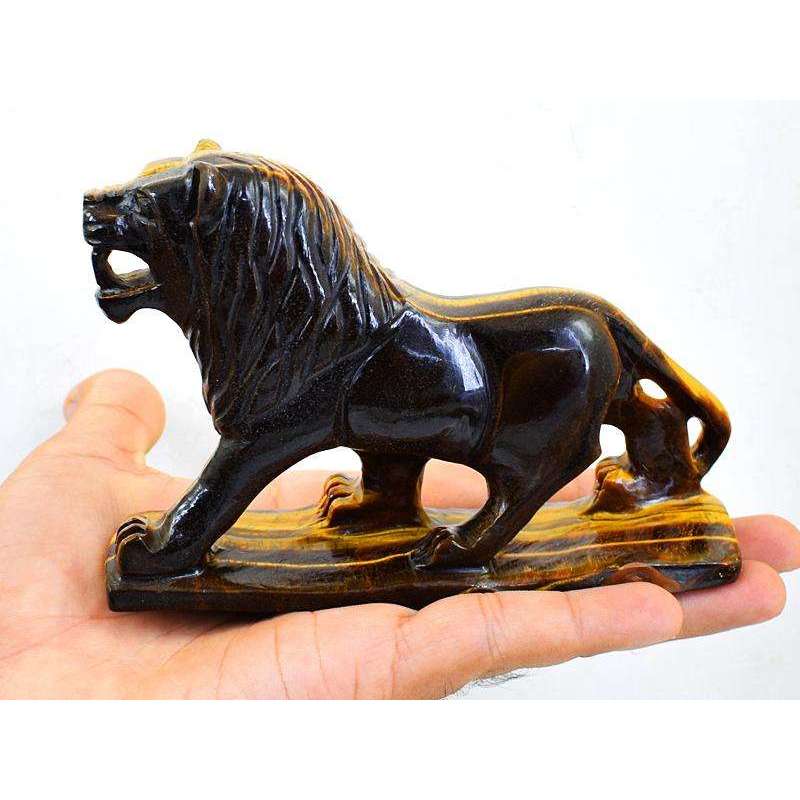 gemsmore:Exclusive Golden Tiger Eye Hand Carved Tiger