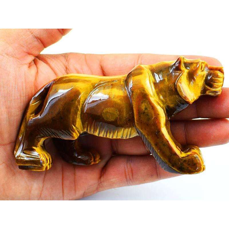 gemsmore:Exclusive Golden Tiger Eye Hand Carved Tiger