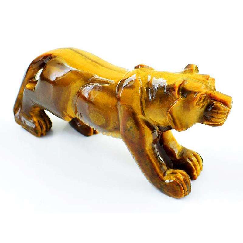 gemsmore:Exclusive Golden Tiger Eye Hand Carved Tiger