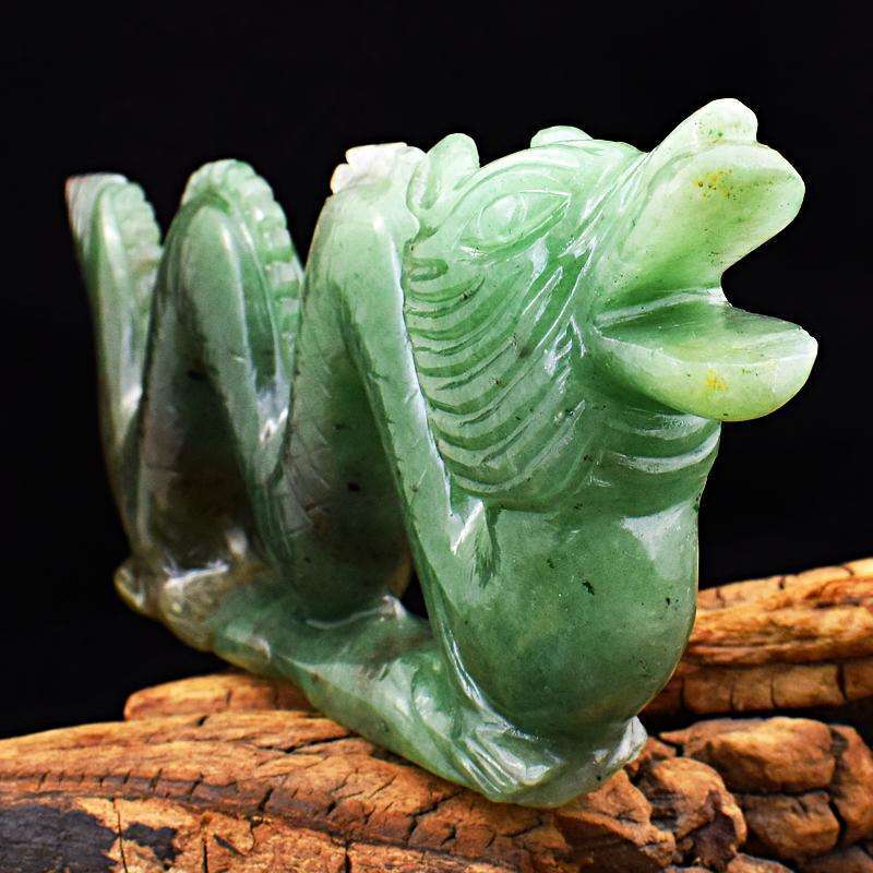gemsmore:Exclusive Green Jade Hand Carved Dragon Idol