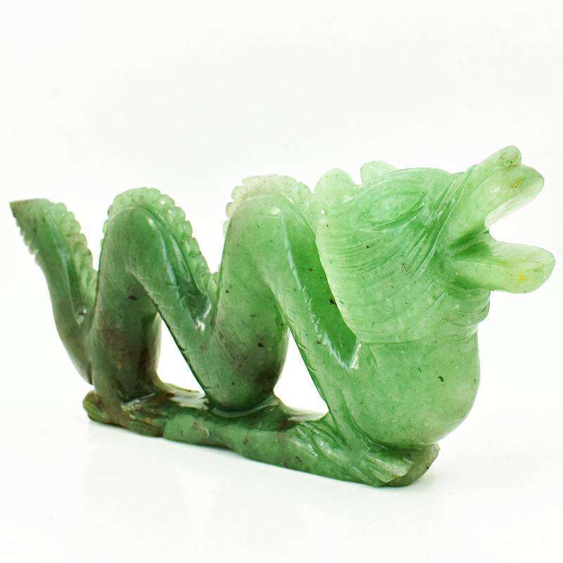 gemsmore:Exclusive Green Jade Hand Carved Dragon Idol