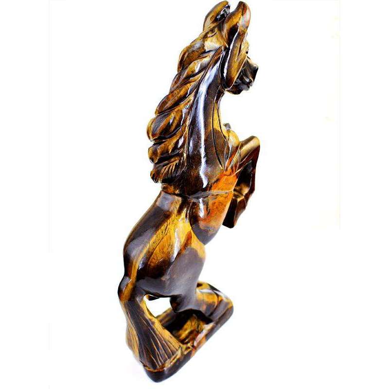 gemsmore:Exclusive Hand Carved Golden Tiger Eye Horse Carving