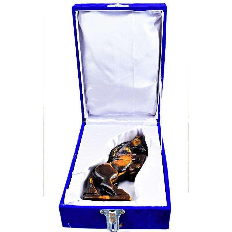 gemsmore:Exclusive Hand Carved Golden Tiger Eye Horse Carving