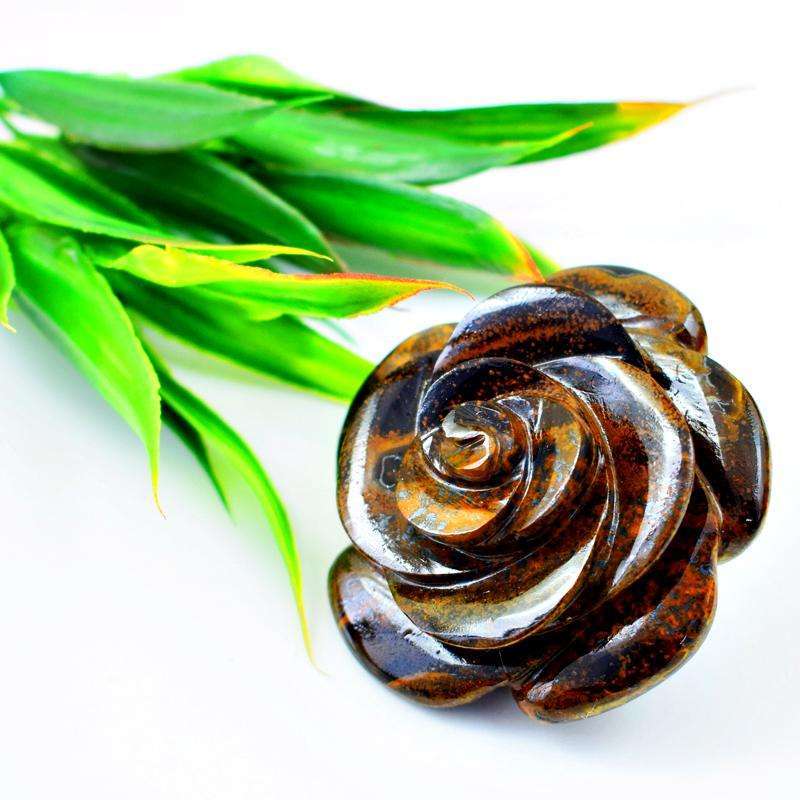 gemsmore:Exclusive Hand Carved Golden Tiger Eye Rose