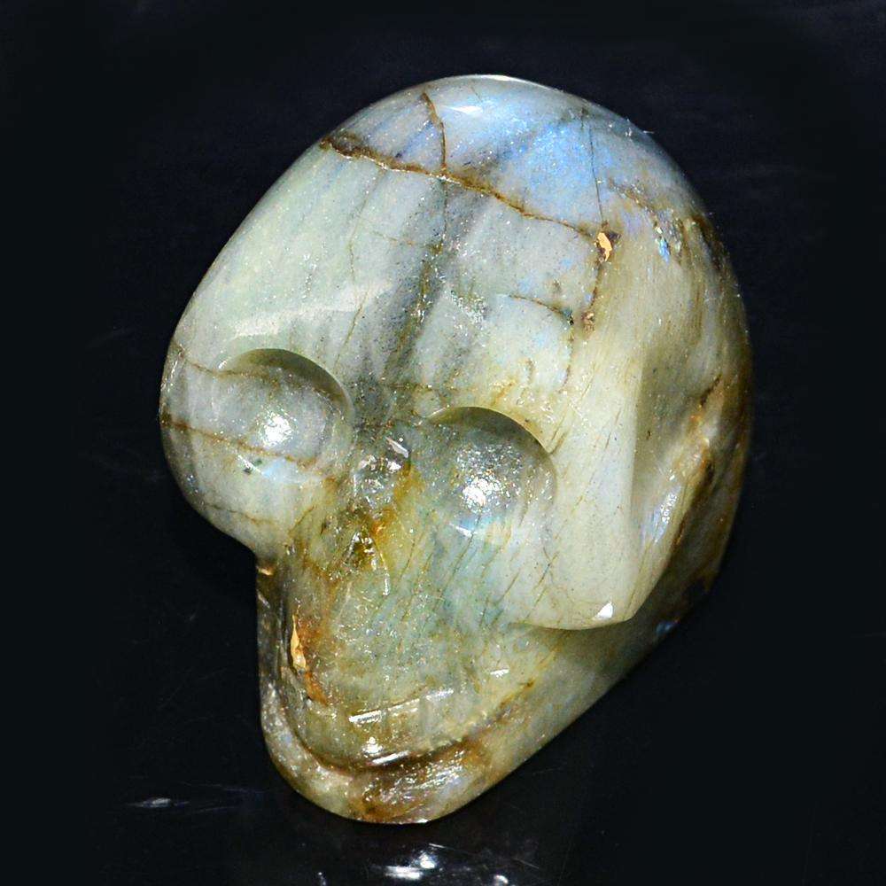 gemsmore:Exclusive Hand Carved Labradorite Skull Gemstone