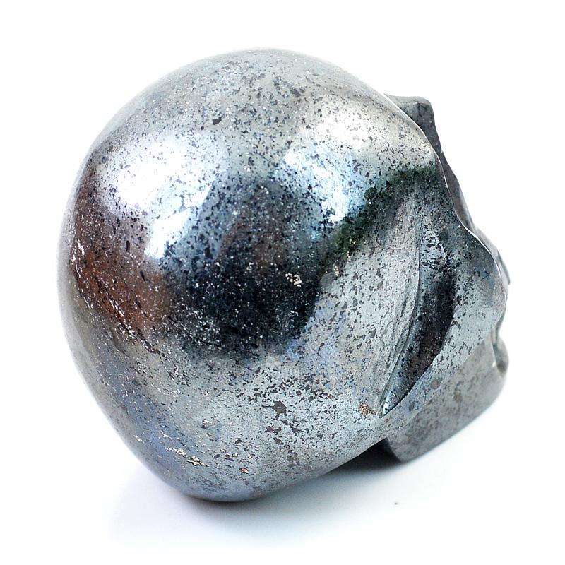 gemsmore:Exclusive Hand Carved Silver Hematite Gemstone Skull