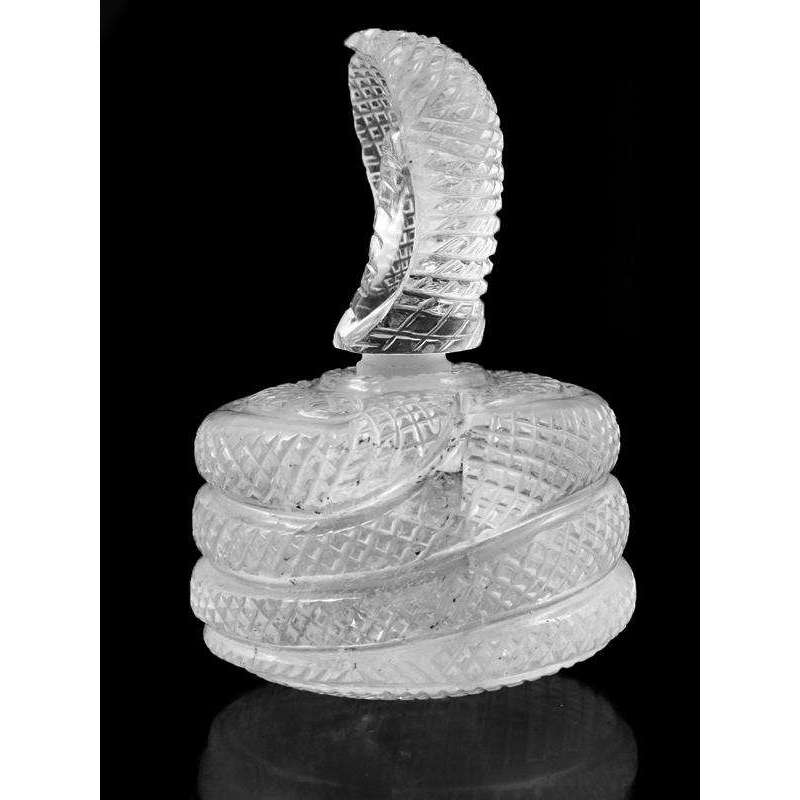 gemsmore:Exclusive Hand Carved White Quartz Snake Perfume Bottle