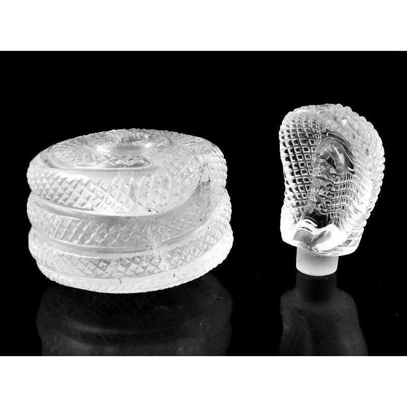 gemsmore:Exclusive Hand Carved White Quartz Snake Perfume Bottle