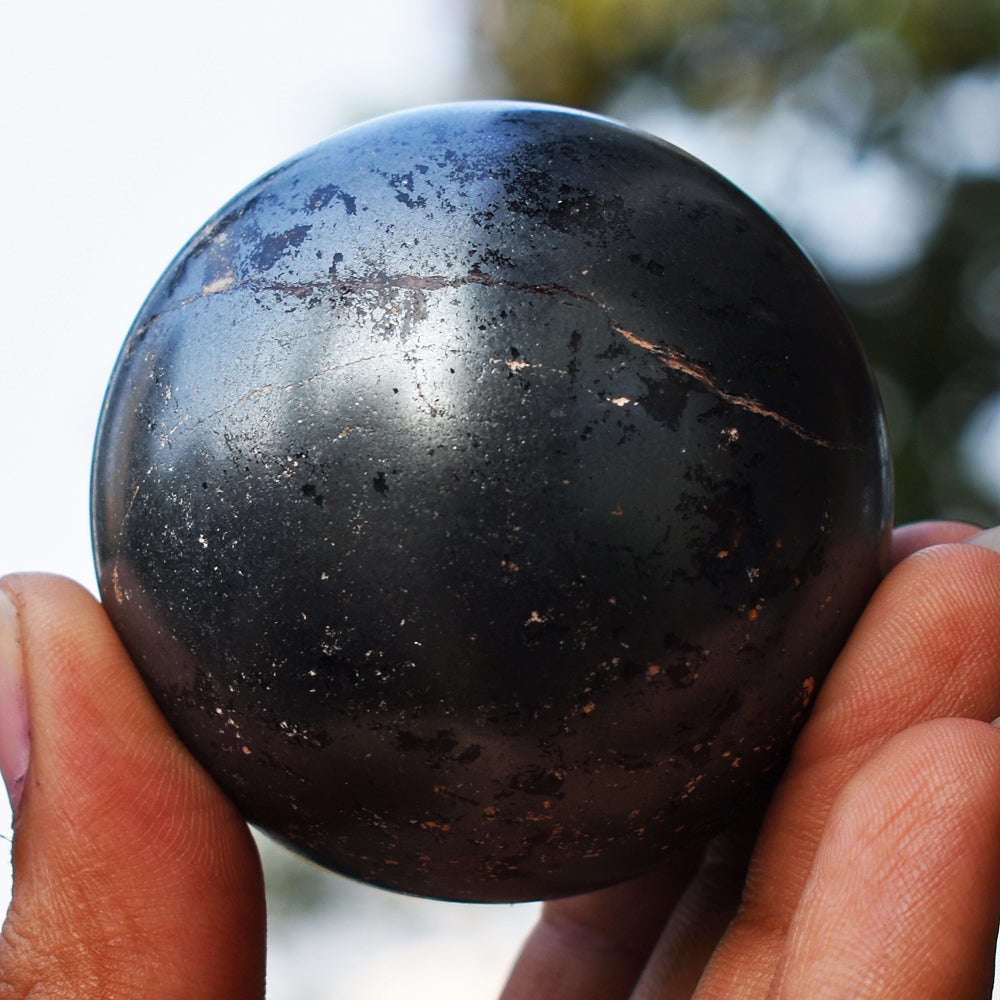 gemsmore:Exclusive  Hematite  Hand Carved  Healing Crystal Sphere