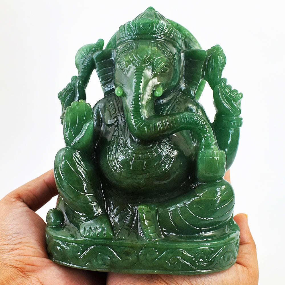 gemsmore:Exclusive Jade Hand Carved Lord Ganesha