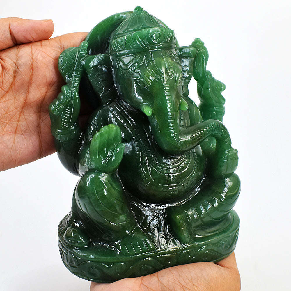 gemsmore:Exclusive Jade Hand Carved Lord Ganesha