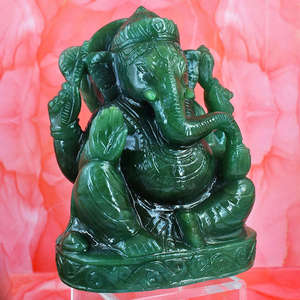 gemsmore:Exclusive Jade Hand Carved Lord Ganesha