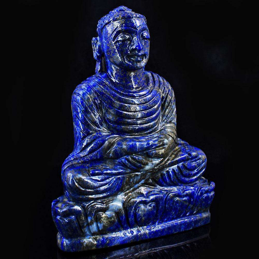 gemsmore:Exclusive Lapis Lazuli Hand Carved Genuine Crystal Gemstone Carving Lord Buddha