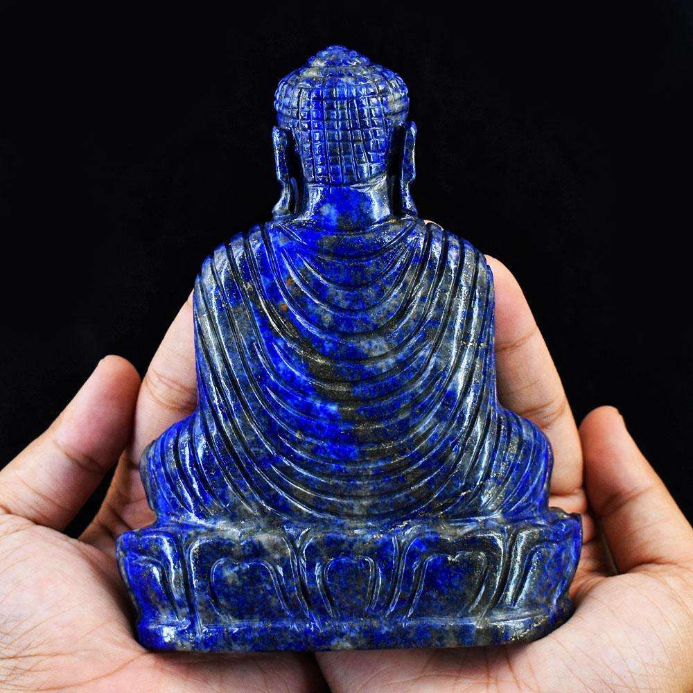 gemsmore:Exclusive Lapis Lazuli Hand Carved Genuine Crystal Gemstone Carving Lord Buddha