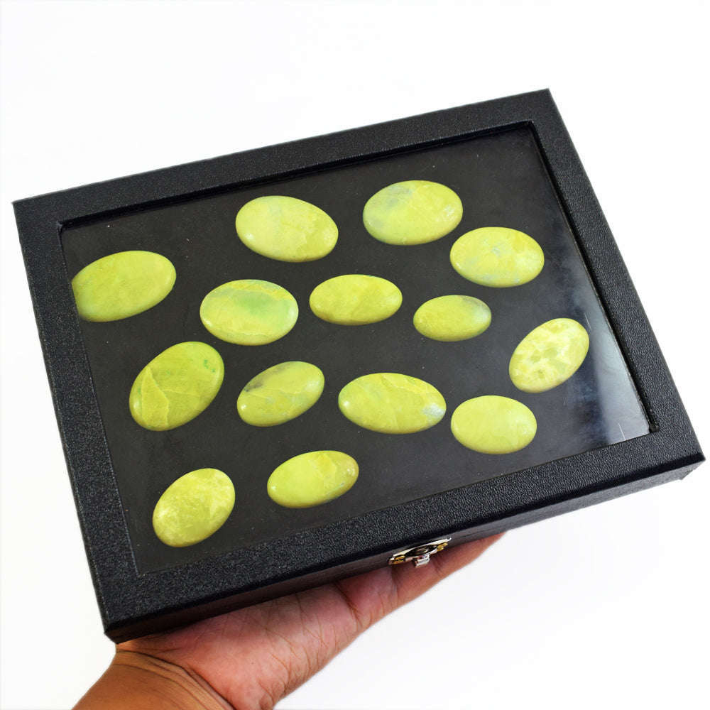 gemsmore:Exclusive Lemon Serpentine Untreated Gemstone Cabochon Lot