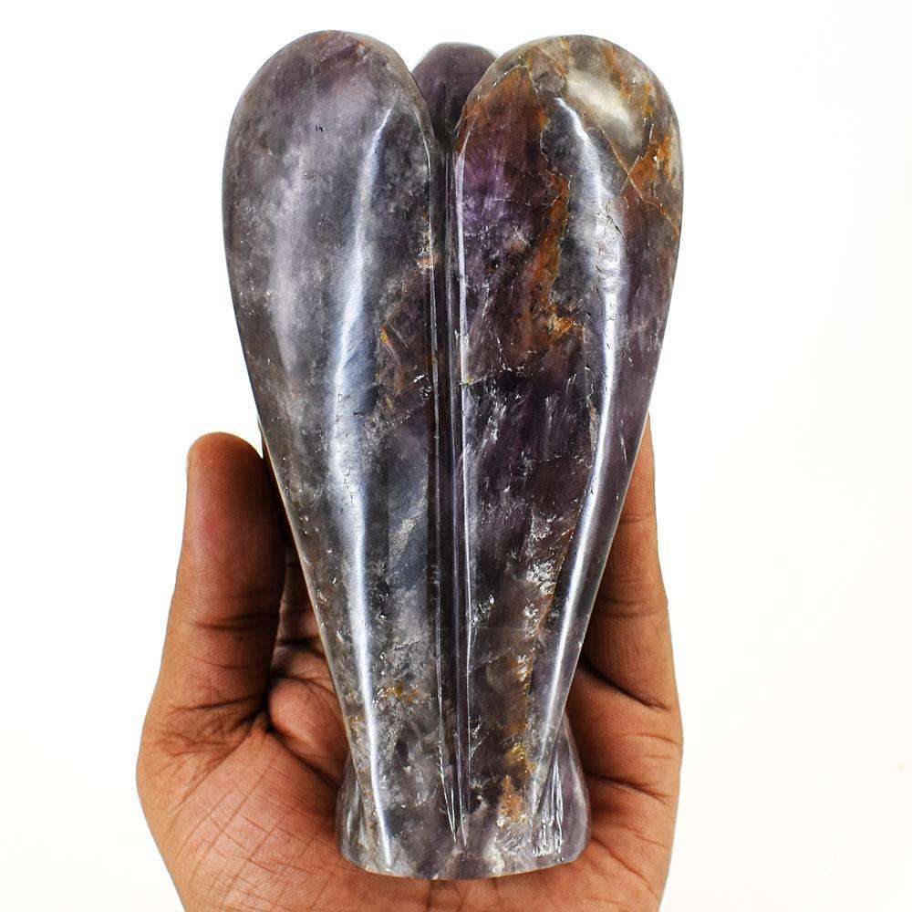gemsmore:Exclusive Lepidolite Hand Carved Genuine Crystal Gemstone Carving Angel