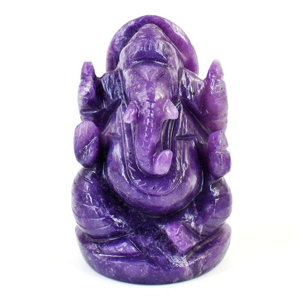 gemsmore:Exclusive Lepidolite Hand Carved Genuine Crystal Gemstone Carving Lord Ganesha