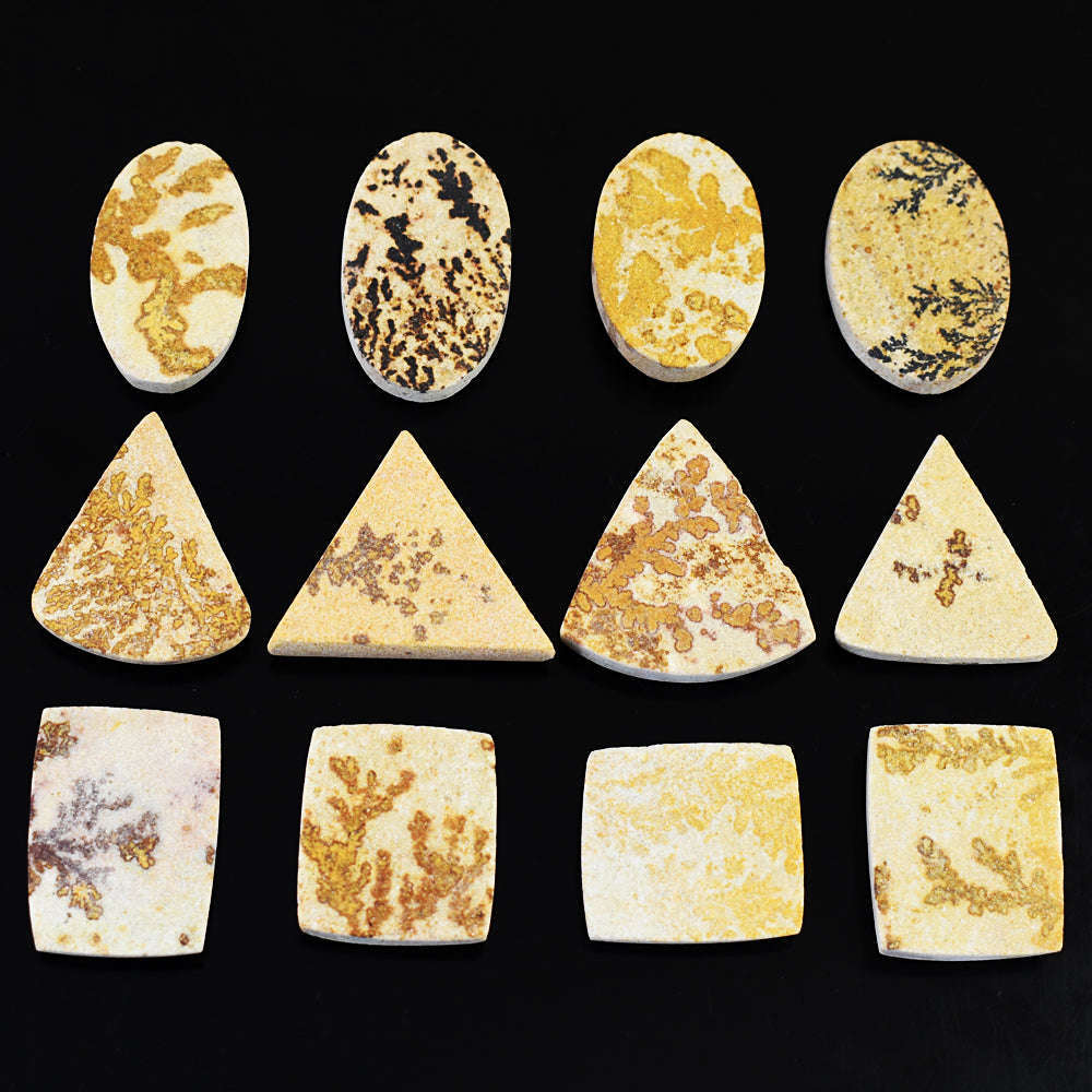gemsmore:Exclusive Limestone Dendrite Untreated Gemstone Cabochon Lot