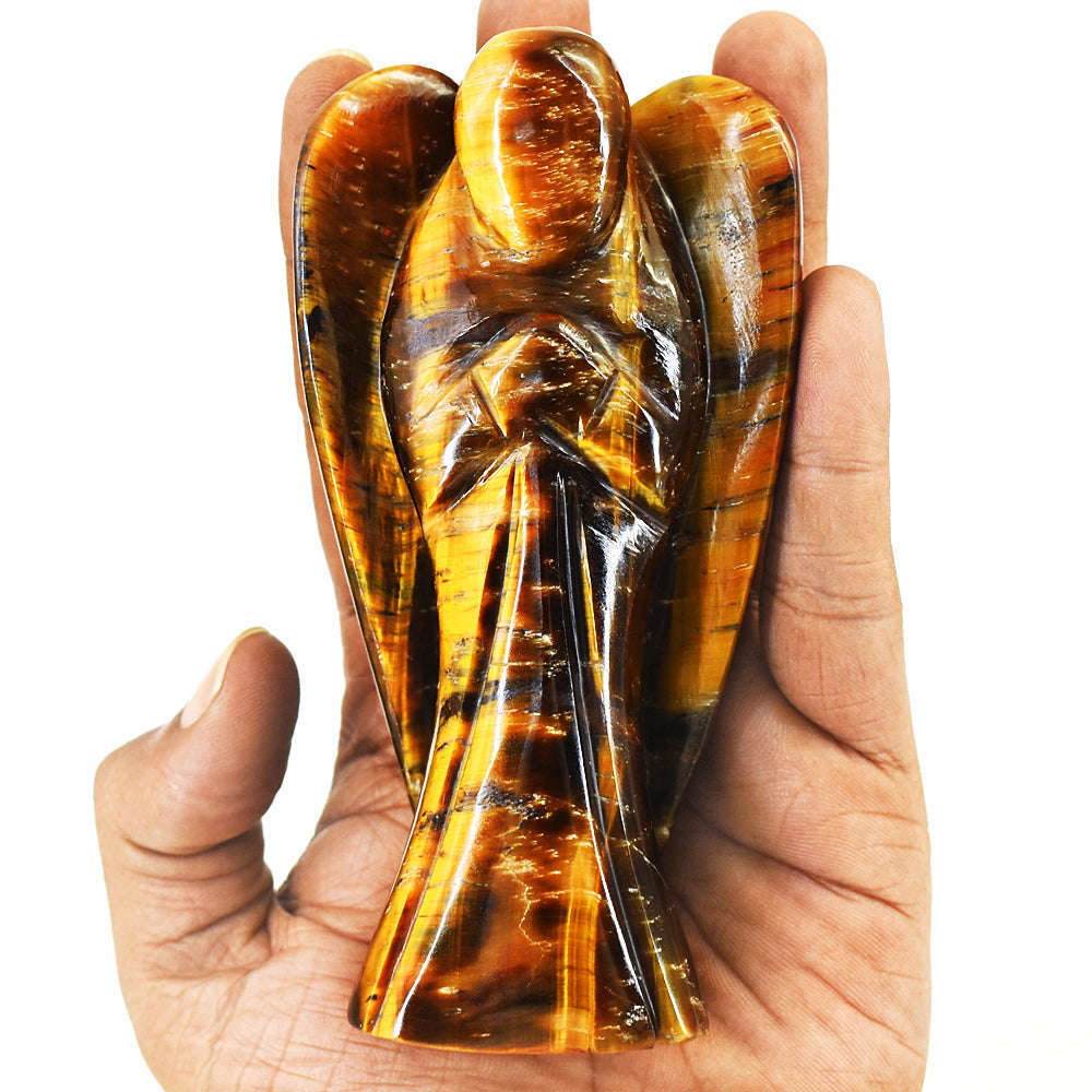 gemsmore:Exclusive Marra Mamba Tiger Eye Hand Carved Genuine Crystal Gemstone Carving Angel