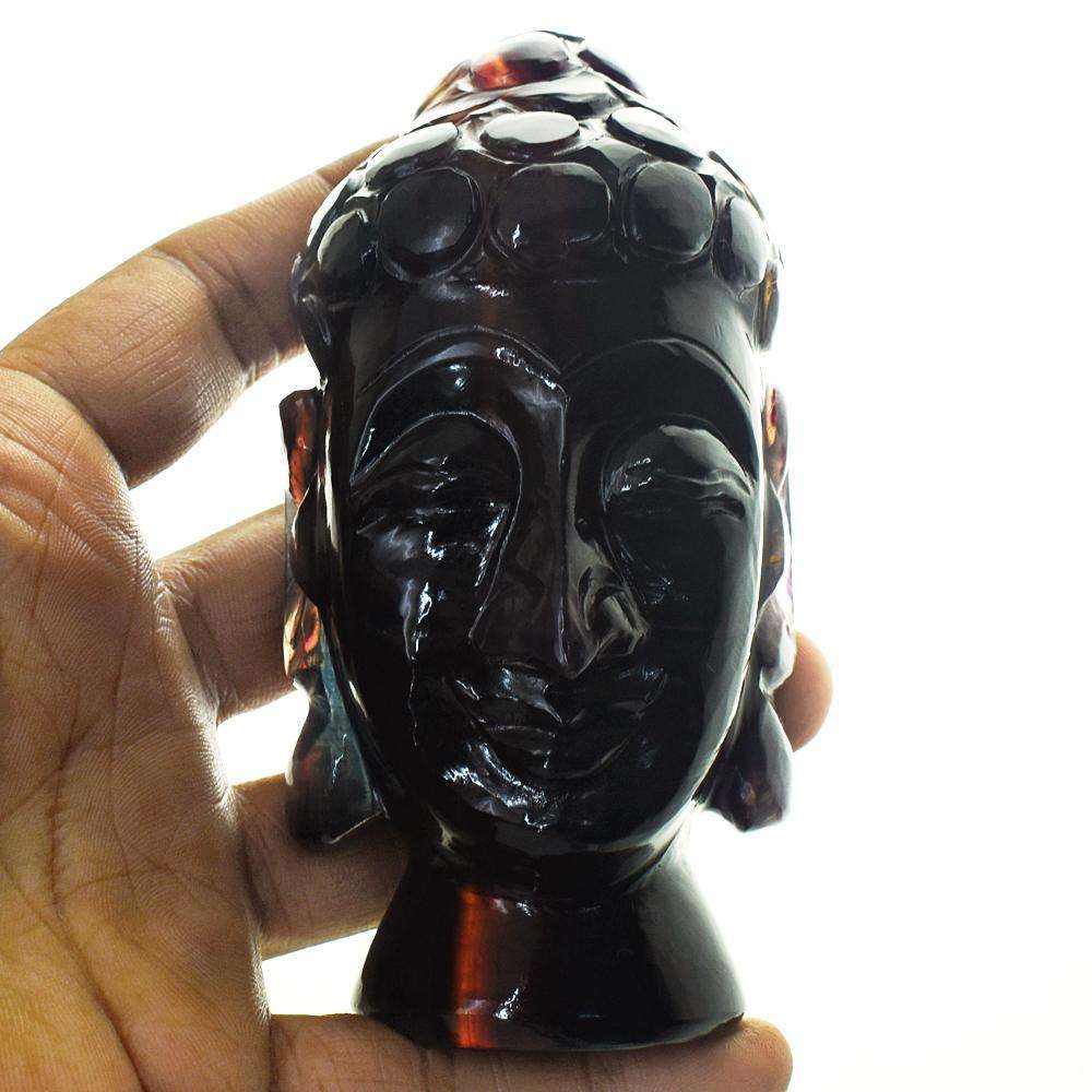 gemsmore:Exclusive Multicolor Fluorite Hand Carved Buddha Head
