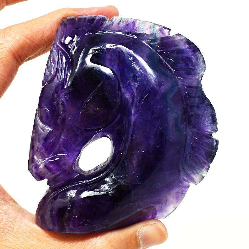 gemsmore:Exclusive Multicolor Fluorite Hand Carved Horse Head