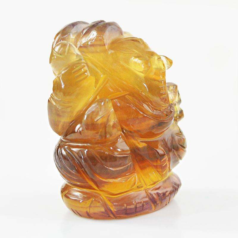 gemsmore:Exclusive Multicolor Fluorite Hand Carved Lord Ganesha Idol