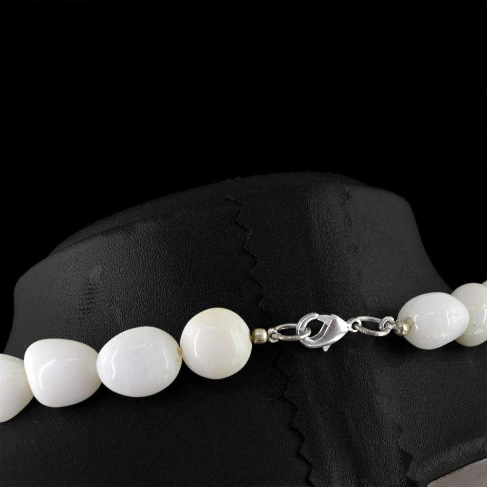 gemsmore:Exclusive Natural White Agate Beads Necklace